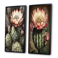 thumbnail image 3 of Designart "Blossoming Cactus Flower Desert Beauty I" Cactus Framed Wall Art Set Of 2 - Traditional Green Framed Canvas Set For Living Room Decor, 3 of 6