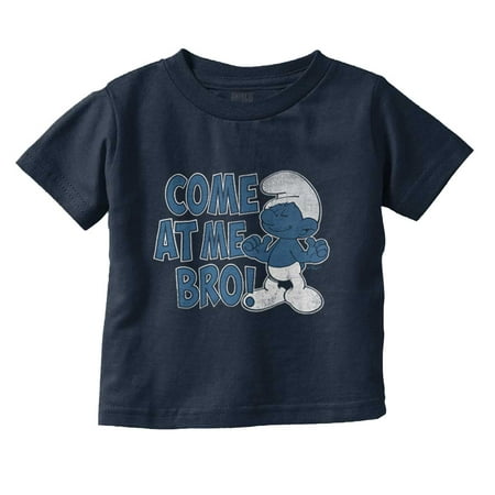 

Smurfs Cartoon Come At Me Bro Funny Toddler Boy Girl T Shirt Infant Toddler Brisco Brands 12M