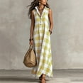 thumbnail image 5 of Achuyrbd Women's Plaid Button Front Sleeveless Dress, Collared Long Maxi Shirt Dress with Pockets, Loose Fit Summer Vacation Outfit, S-2XL, 5 of 7