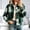 Army Green, variant on Women Plaid Cropped Shacket Button Down Long Sleeve Lapel Collar Casual Short Shirt Jacket, Fall Transition Oversized Plaid Outerwear