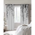 thumbnail image 2 of Grey Eucalyptus Black Out Curtains 63 Inch Long, Room Darkening Draperies Curtains Panels, Weeping Botanical Leaf Watercolor Thermal Insulated Curtain for Bedroom Living Room 52"x63" 2 Panels, 2 of 8
