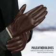 thumbnail image 6 of OZERO Mens Winter Gloves PU Leather Thermal Warm Snow Touchscreen Glove Brown, 6 of 8