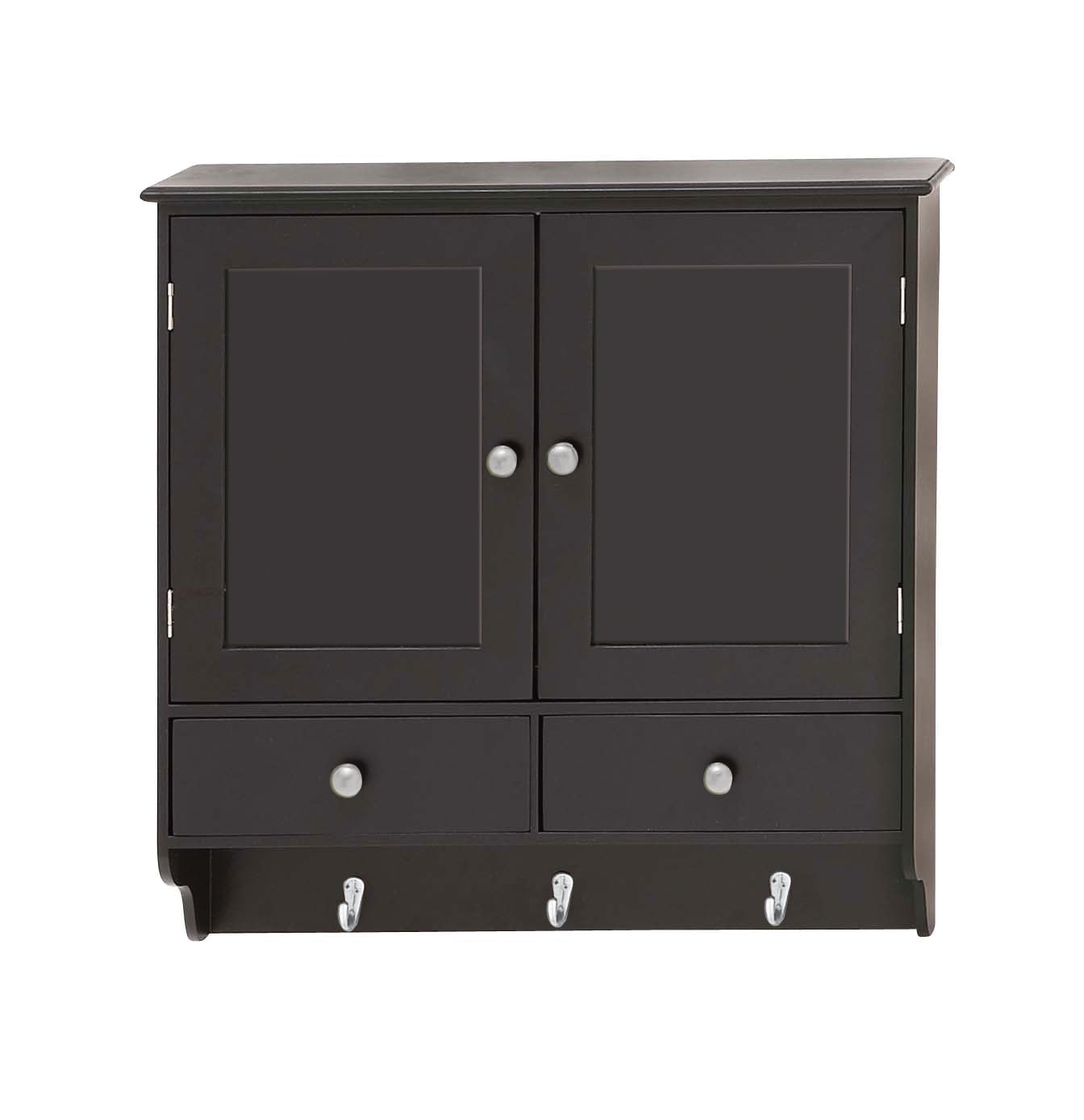 Decmode Contemporary 24 X 24 Inch Wooden Wall With Hooks, Black