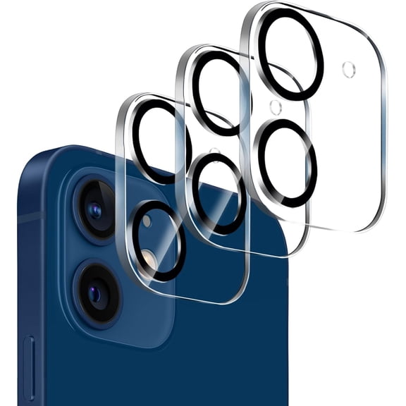 Entronix Camera Lens Protector Compatible with iPhone 12, Case Friendly Pack of 3 HD Clear Tempered Glass Lens Shield