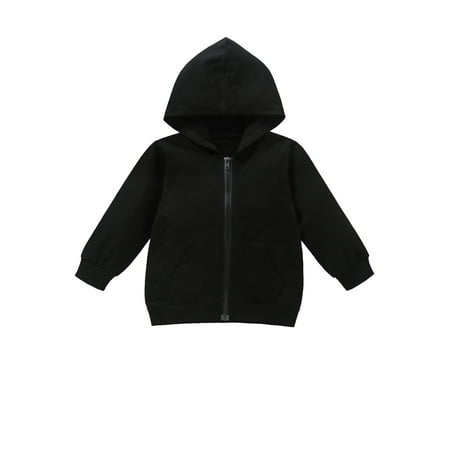 

Winter Toddler Baby Girls Boys Hoodies Tops Long Sleeve Black Hooded Letter Print Pullover Tops