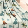 thumbnail image 3 of Light Green Dinosaurs Volcanoes Pattern Blanket,Comfortable Soft Flannel Throw Blanket,All Season,Warm Lightweight Blankets for Sofa Bed Couch Living Room Chair,30"x40", 3 of 4