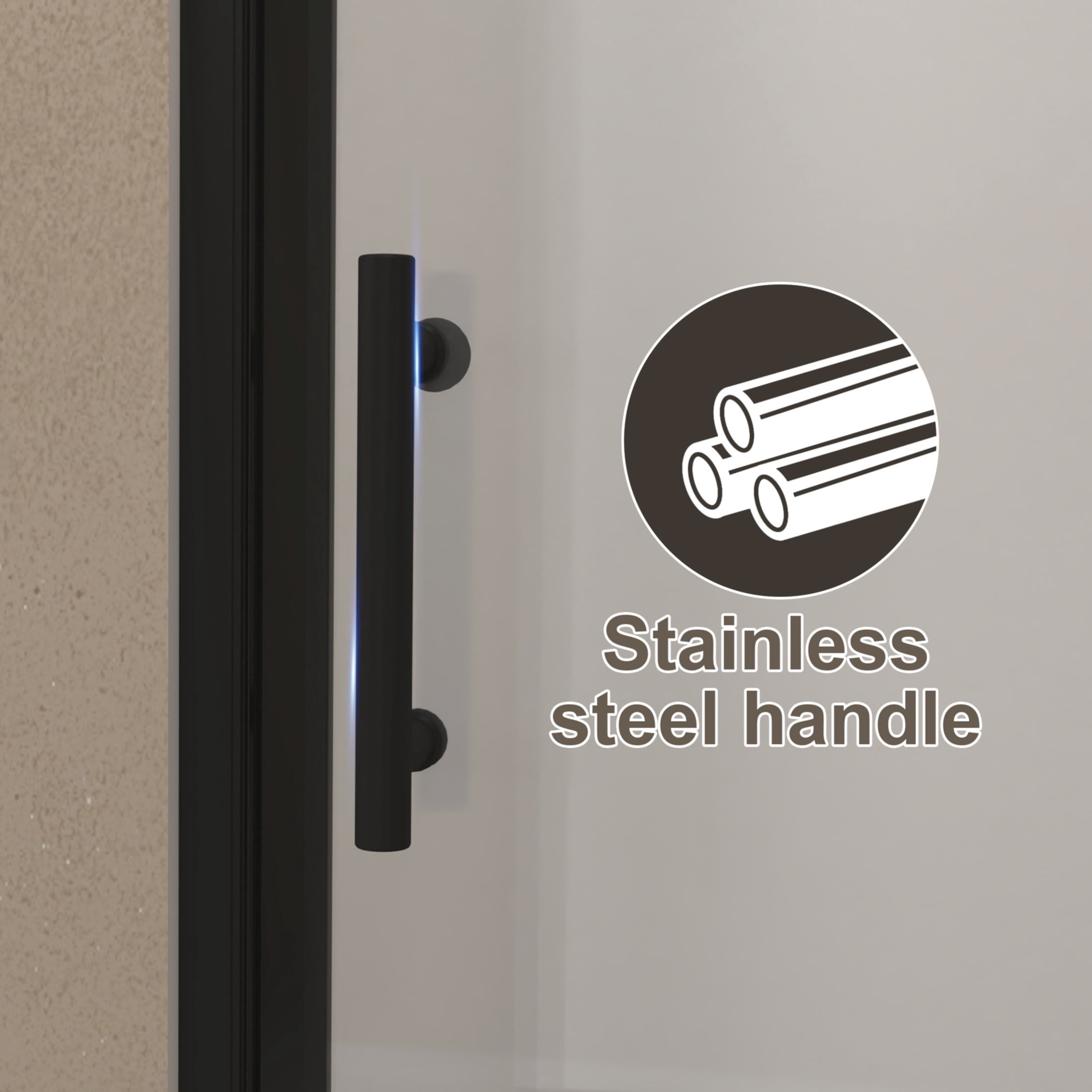 Noble House 32"x72" Pivot Shower Door, Aluminum Frame with Tempered Glass, Matte Black Finish