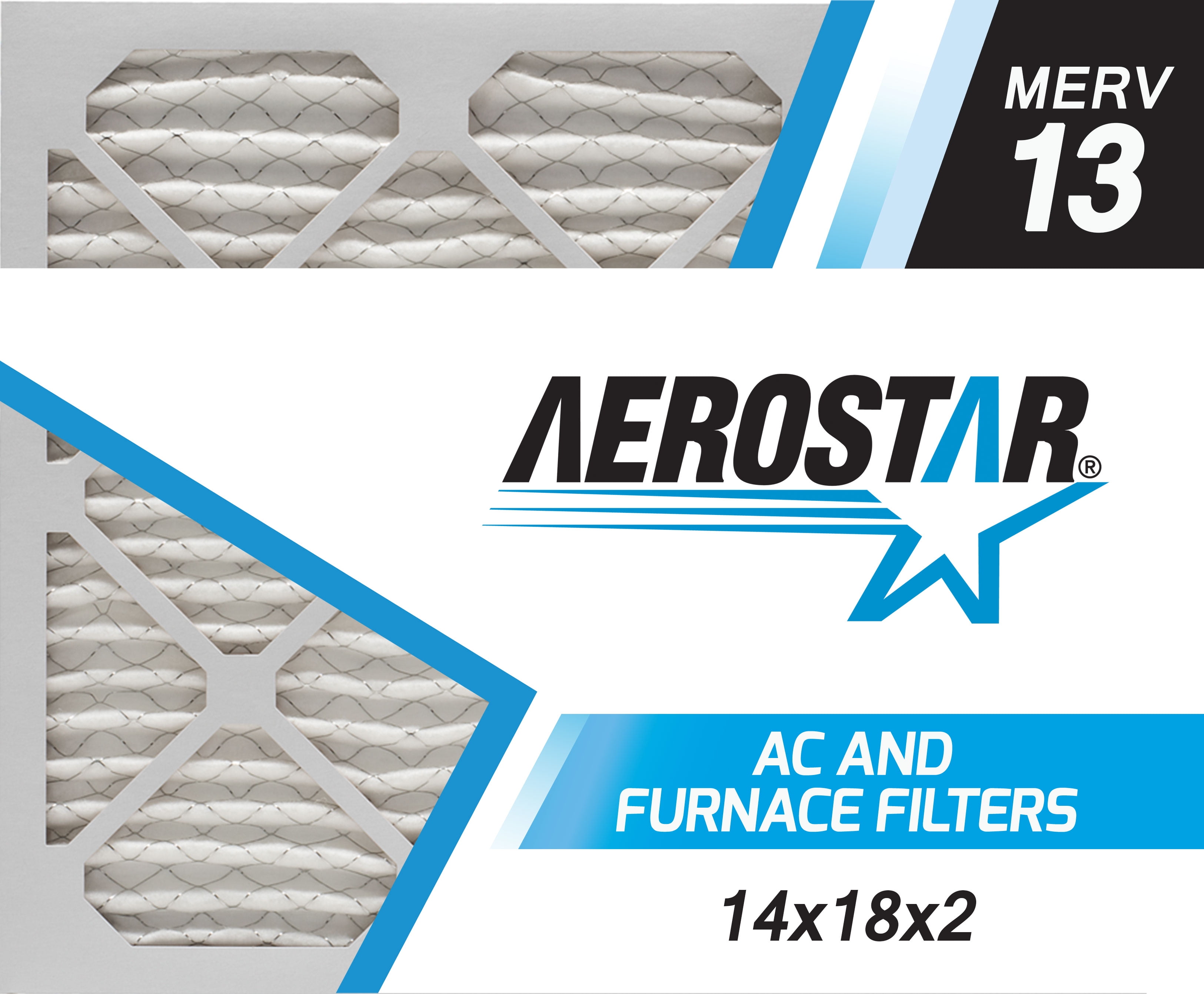 Aerostar 14x18x2 MERV 13, Air Filter, 14x18x2, Box of 4