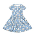 thumbnail image 3 of yuCgh Easter Dress for Girls, Floral Print Short Sleeve Summer Dress with Pocket, Casual Party Dress for Easter Day & Spring Season,Blue 110, 3 of 5