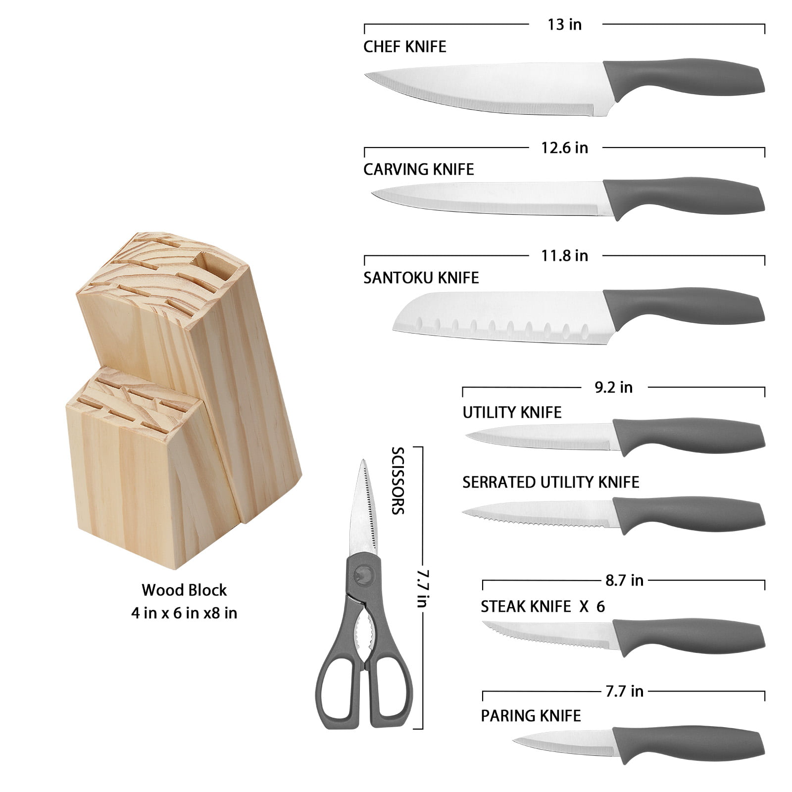 Costway 14-Piece Kitchen Knife Set Stainless Steel Knife Block Set w/ Sharpener KC54174 - The Home Depot