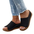 thumbnail image 4 of IUJSOY Platform Wedge Sandals for Women 2025 Bohemian Slip on Shoes Comfort Footbed Slides, 4 of 8