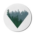 thumbnail image 1 of Forest Mouse Pad for Computers, Triangle Frame with Coniferous Tree Silhouettes Modern Geometric, Round Non-Slip Thick Rubber Modern Gaming Mousepad, 8" Round, Dark Green Slate Blue, by Ambesonne, 1 of 2