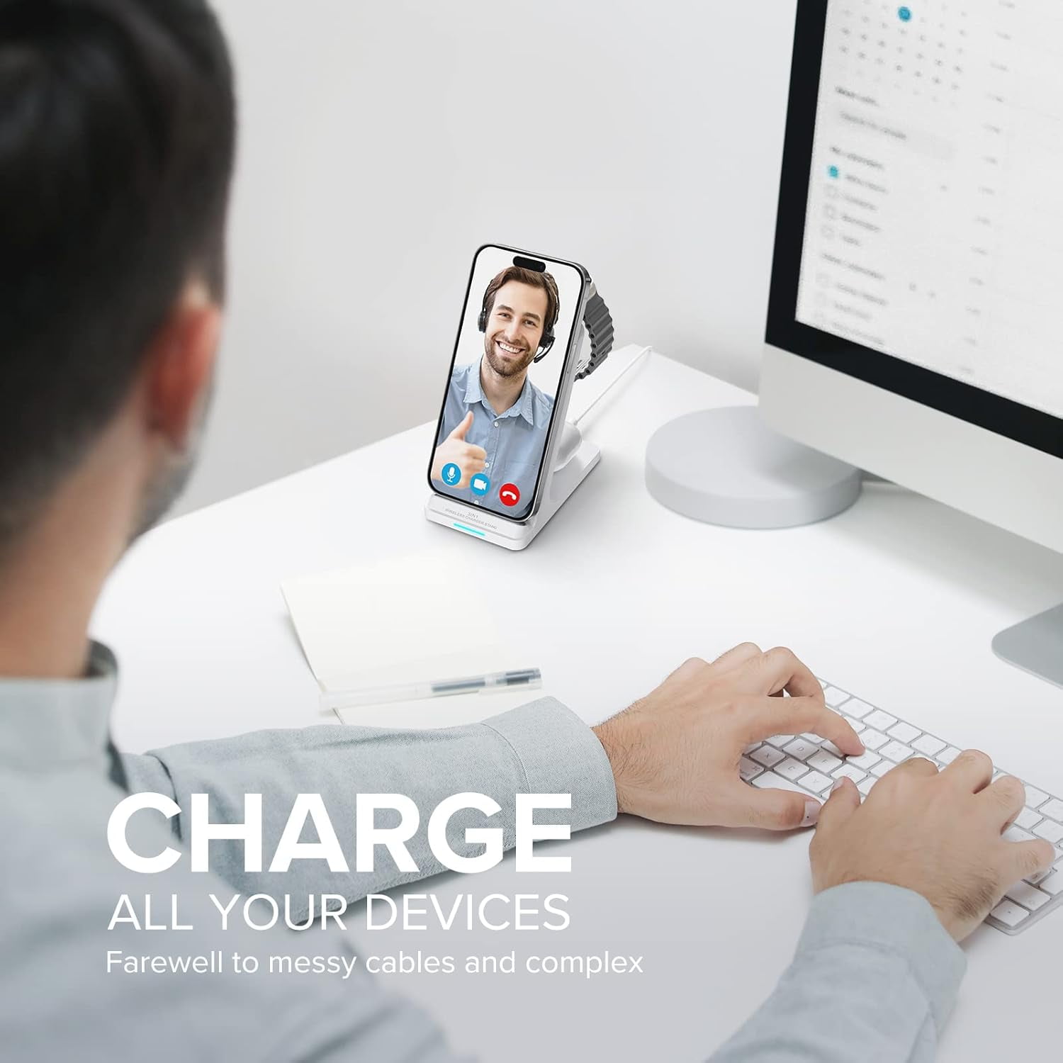 Wireless Charging Station, 3 in 1 Fast Charger Stand for Multiple Devices Apple Watch Ultra Series 11 10 9 8 7 6 SE 5 4 2, iPhone 17 16 15 14 13 12 Pro Max/Plus/Air/X/XS/XR/SE, Airpods