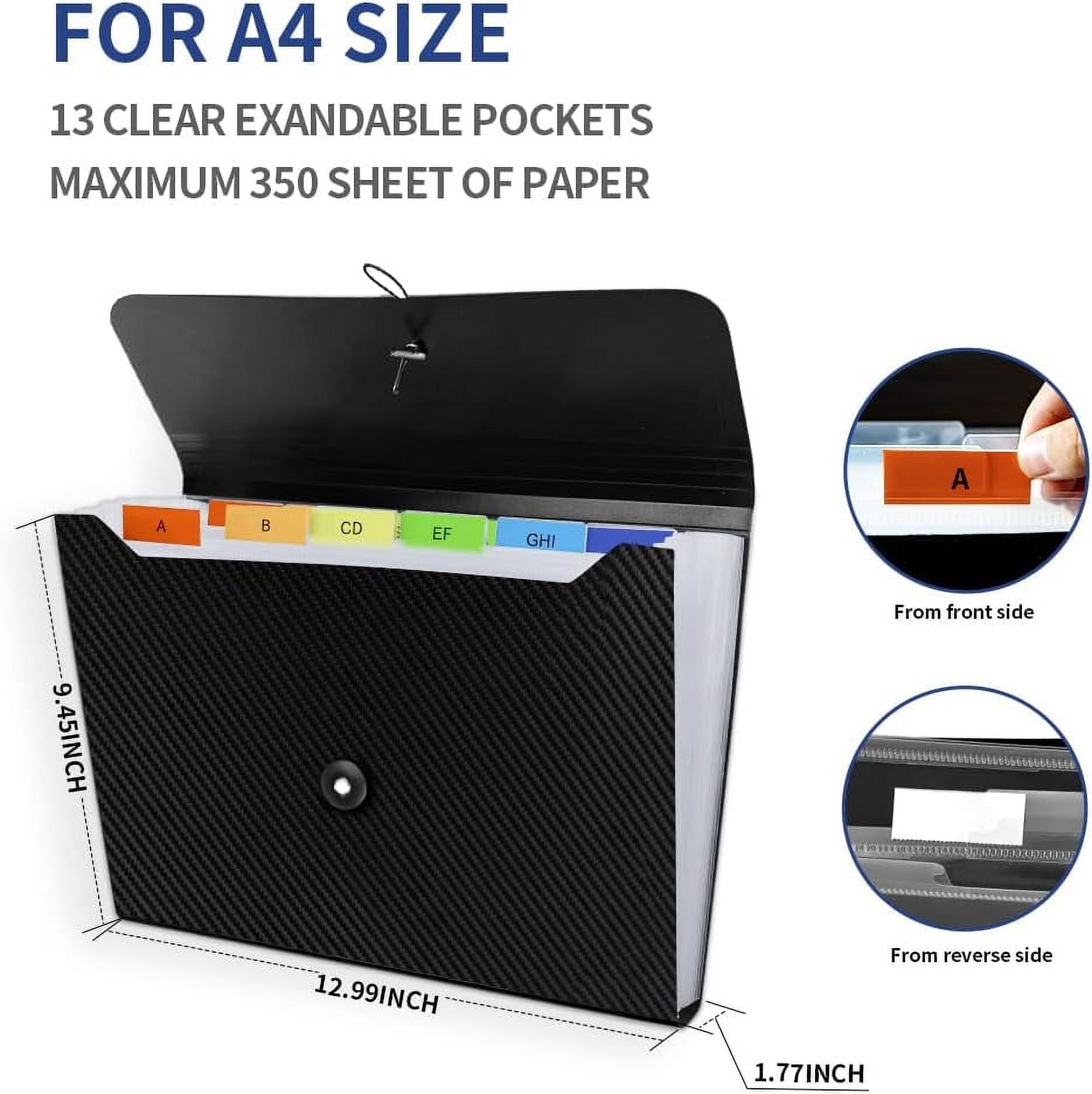 Expanding File Folder, 13 Pockets Accordion File Organizer, A4 Letter Size Paper Document Receipt Organizer Accordian Filing Folder for Classroom, Home, Office and Travel