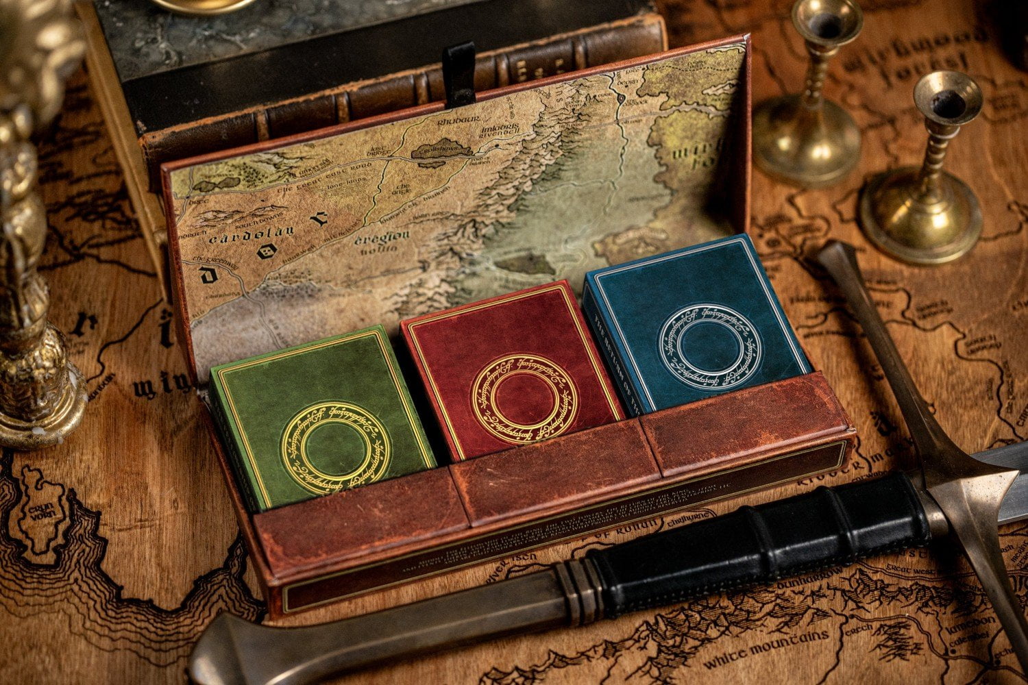 Kings Wild Project The Lord of the Rings Triple Set - Three Deck Luxury Playing Cards Premium Collectible Box Set Inspired by J.R.R. Tolkiens Middle Earth