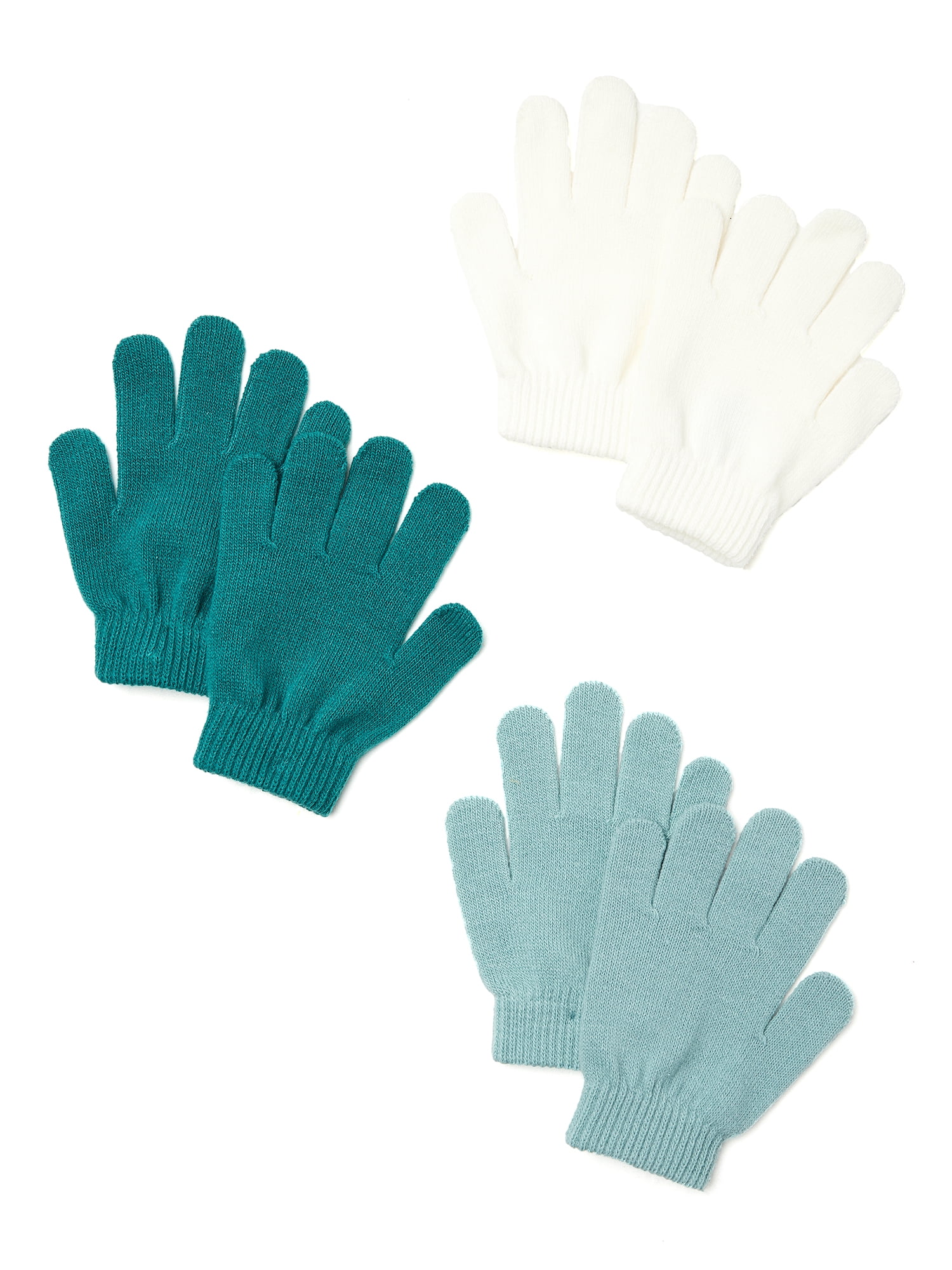 Wonder Nation Girls Gloves, 3-Pack, One Size