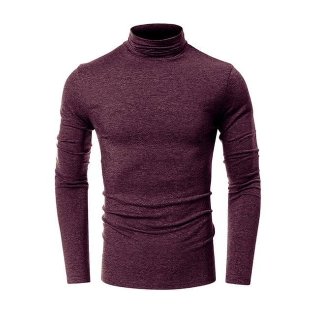 Besolor T-Shirt Col Roulé pour Hommes Ajusté Décontracté Extensible Manches Longues Basique Léger