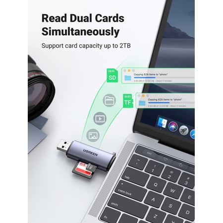 UGREEN カードリーダー USB-C/A SD TF 2in1 MicroSD 高速 USB3.0 メモリカードリーダー OTG対応 スマホ