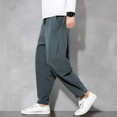thumbnail image 3 of Pantalones de lino informales holgados para hombre, pantalón harén de pierna recta, Vintage, de lino y algodón, pie pequeño, primavera y verano, 3 of 5