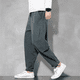 thumbnail image 3 of Pantalones de lino informales holgados para hombre, pantalón harén de pierna recta, Vintage, de lino y algodón, pie pequeño, primavera y verano, 3 of 5
