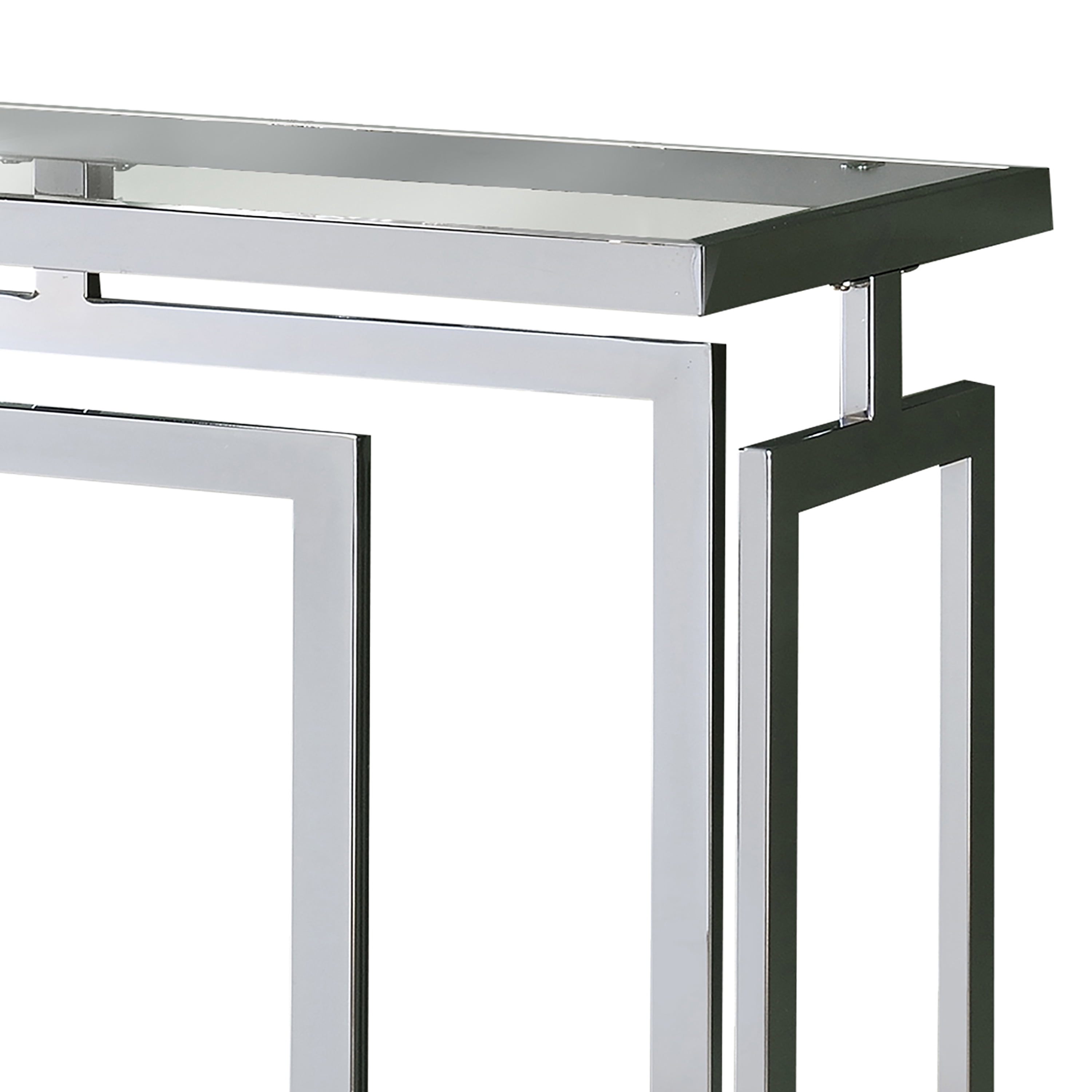 Furniture of America Gendry Glass Top Console Table, Chrome
