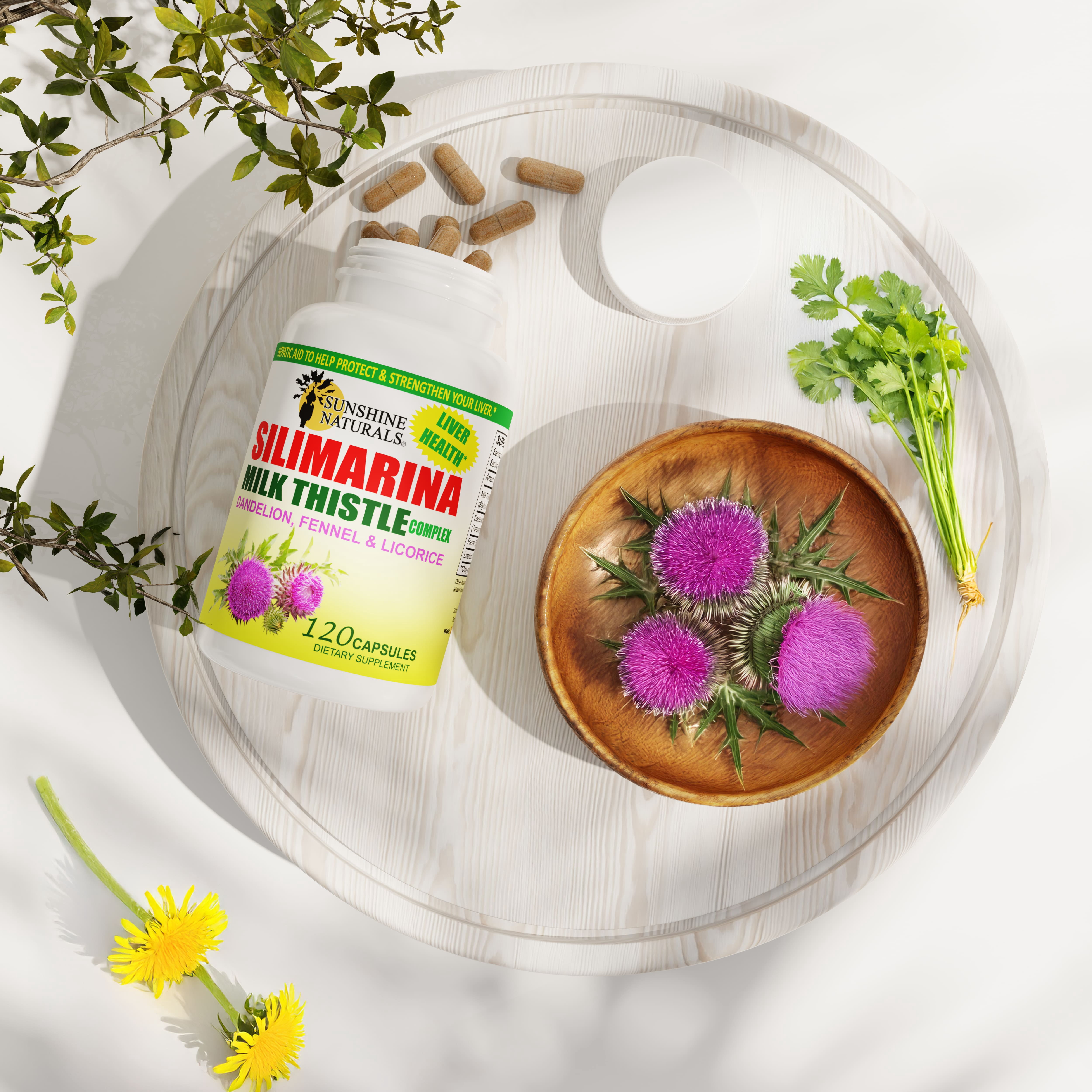 (3 pack) Sunshine Naturals Milk Thistle Complex, 120 Capsules I Silimarina, Dandelion, Fennel, Licorice, Liver Health, Dietary Supplements I Natural Remedy for Liver Health