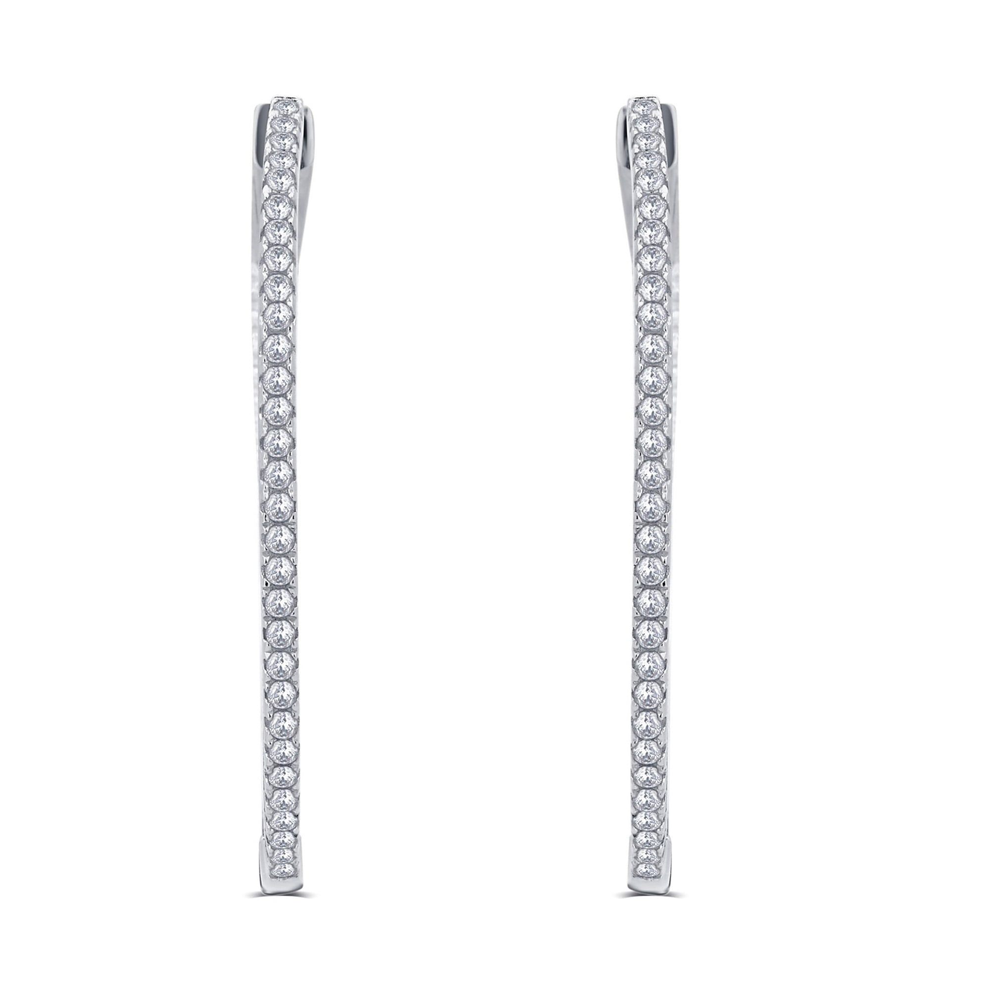 1 Carat T.W.CZ Pink Overlay Brass Inside Outside Hoop Earring 25mm.