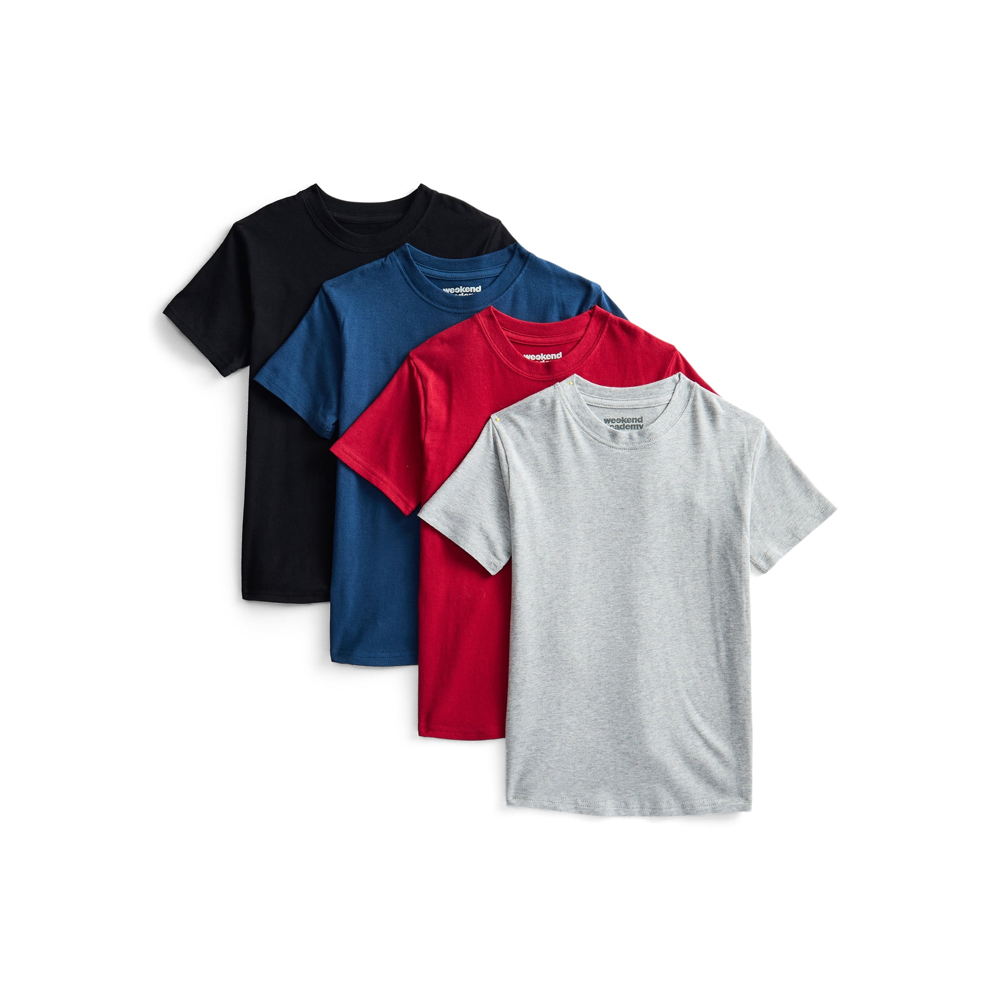 Weekend Academy Boys Cotton Blend Stretch Jersey Tee, 4-Pack, S-XL
