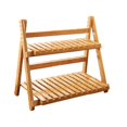 thumbnail image 4 of Estante de bambú para plantas, organizador de escritorio, estante de almacenamiento, escalera, estable, 2 niveles Marrón claro 50cm, 4 of 9