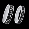 thumbnail image 3 of 6mm & 4mm Wide Til Death Black Enamel Band Ring, Pair Set of Til Death Ring for Men and Women, Gift for Couple, Promise Ring - 925 Silver, 3 of 3