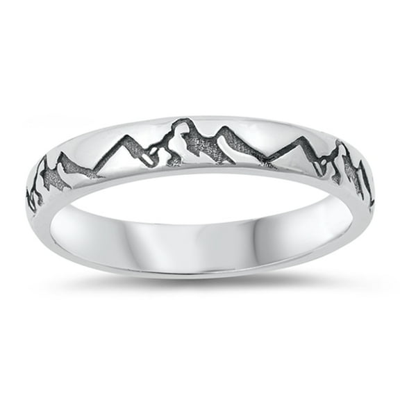 Oxidized Mountain Range Ring .925 Sterling Silver Band Jewelry Female Male Unisex Size 12