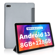 Veidoo 10.1" Tablet, Octa-Core Processor,8(4+4)GB RAM, 128GB, Android 13, Wi-Fi 6 Tablets with Gray Cover