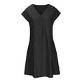 thumbnail image 3 of Robe d'Été pour Femmes 2024 Mode Grande Taille Col en V Décontractée à Boutons Manches Courtes Mini Robe 50 % de Réduction!, 3 of 5