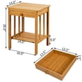 thumbnail image 3 of Costway Bamboo Nightstand End Table Drawer Storage Shelf Side Table Multipurpose, 3 of 10