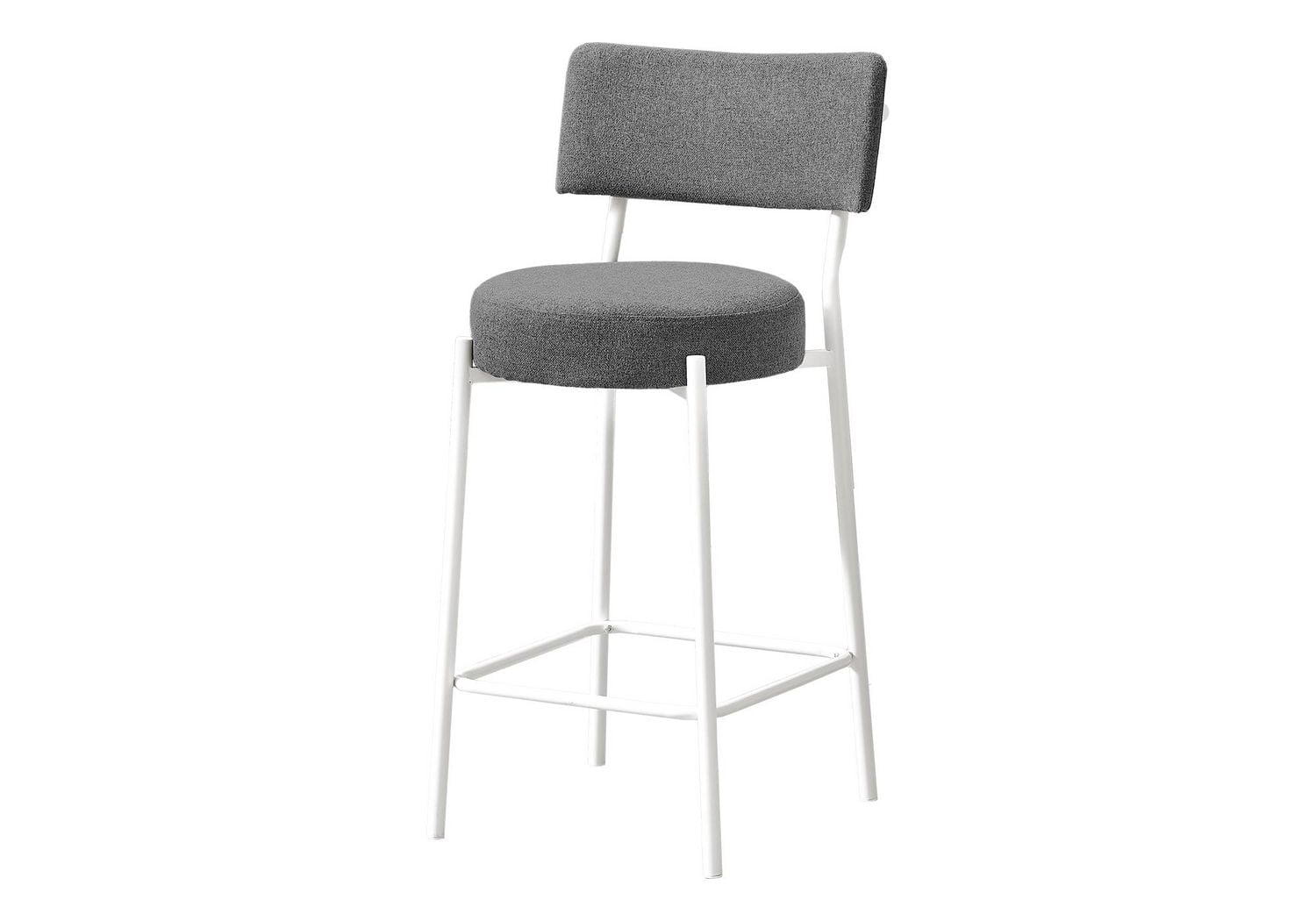 Monarch Specialties Barstool, Counter Height, Set Of 2, Kitchen, Black Leather Look, Black Metal, Contemporary, Modern