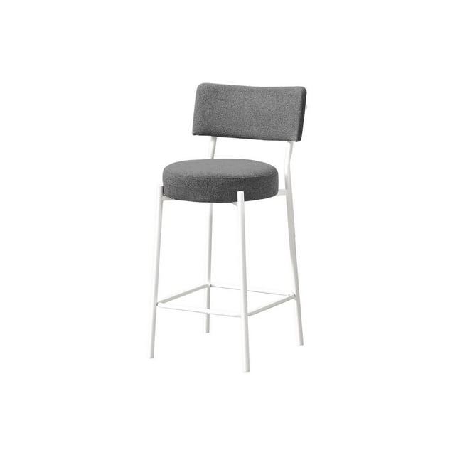 Monarch Specialties Barstool, Counter Height, Set Of 2, Kitchen, Black Leather Look, Black Metal, Contemporary, Modern