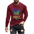 thumbnail image 2 of TIMIFIS Mardi Gras T-Shirts à Manches Longues pour Hommes Grande Taille Imprimés Carnaval Classique Col Rond Hauts, 2 of 5