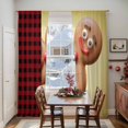 thumbnail image 5 of Funny Gingerbread People Sheer Curtains 84 Inches Long, Vintage Red Black Plaid Light Filtering Window Curtains for Living Room/Bedroom, Rod Pocket Voile Sheer Curtain Drapes, 52"W x 84"L, 2 Panels, 5 of 9