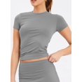 thumbnail image 6 of Women'S Basic Summer Short Sleeve Crewneck T-Shirts Y2K Cute Going Out Tops Baby Tee Light Gray L, 6 of 9