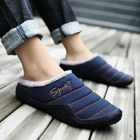 

Men s Waterproof Non Slip Plush Plus Velvet Warm Home Cotton Shoes Slippers