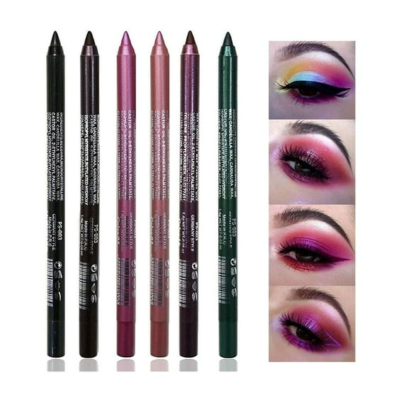 6 Colors Eyeliner Pen Set,Pearl Eyeliner Kit Metallic Eyeliner Pencil Glitter Eyeliner for Women Eye Liner Professional Eye Makeup Set Colorful Eyeliner Eye Color, Red