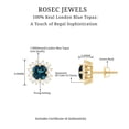 thumbnail image 5 of Rosec Jewels London Blue Topaz and Diamond Halo Stud Earrings for Women, 18K Yellow Gold, 5 of 6