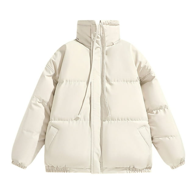 Veste Homme Couleur Unie Hiver Col Montant Ample Chaude Polyvalente Décontractée Confortable Tendance Commerce Extérieur