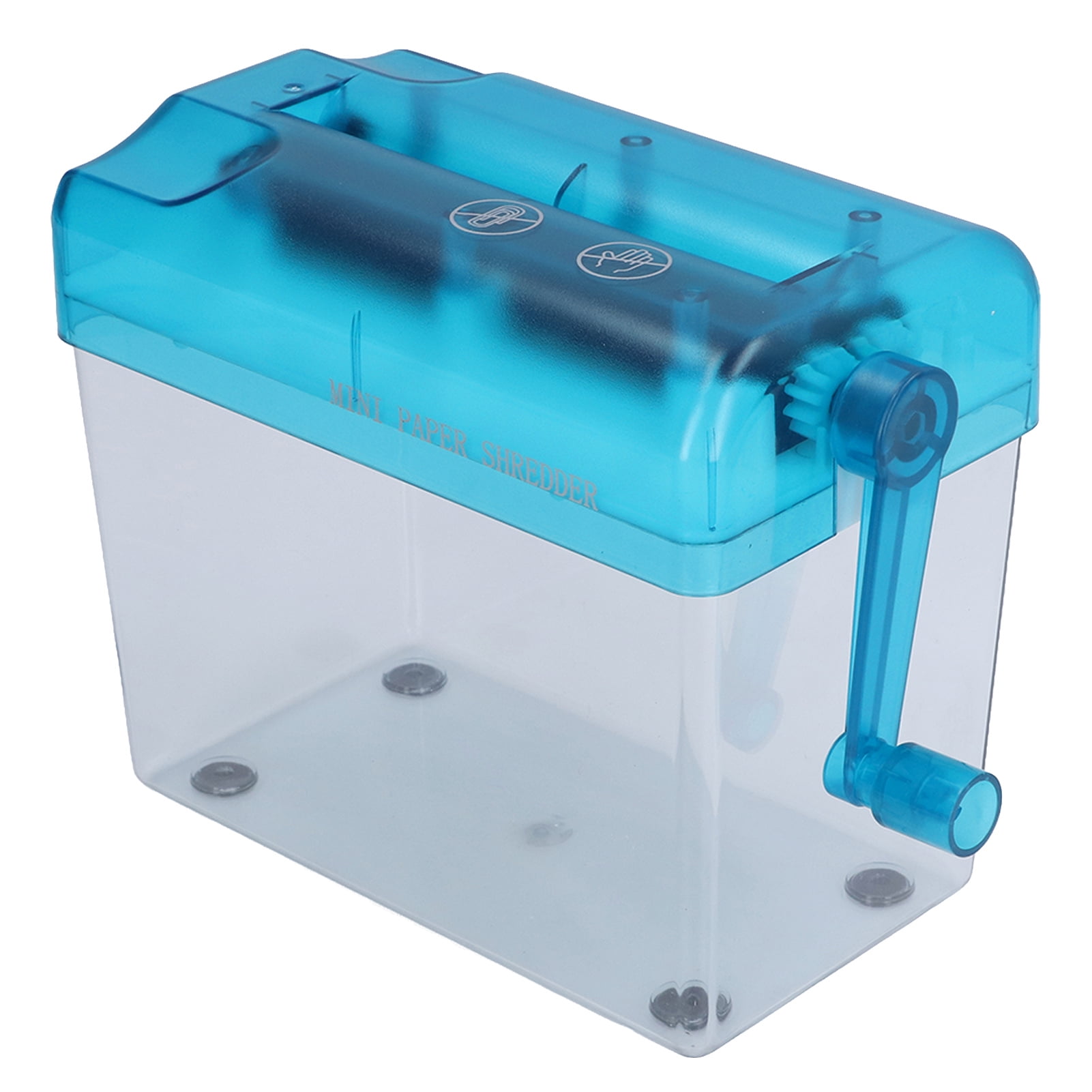 Domqga Mini Manual Shredder,Manual Paper Shredder,Mini Manual Shredder Blue ABS Space Saving Easy Operation Fully Transparent Nonslip Design Small Paper Shredder
