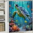 thumbnail image 6 of Orinice  Turtle Shower Curtain Ocean Animal Turtle Coral Seaweed Underwater Wold Tropical Fish Sea Biological Marine Life Blue Bathroom Decor Curtain with Hooks, 36x72, 6 of 7