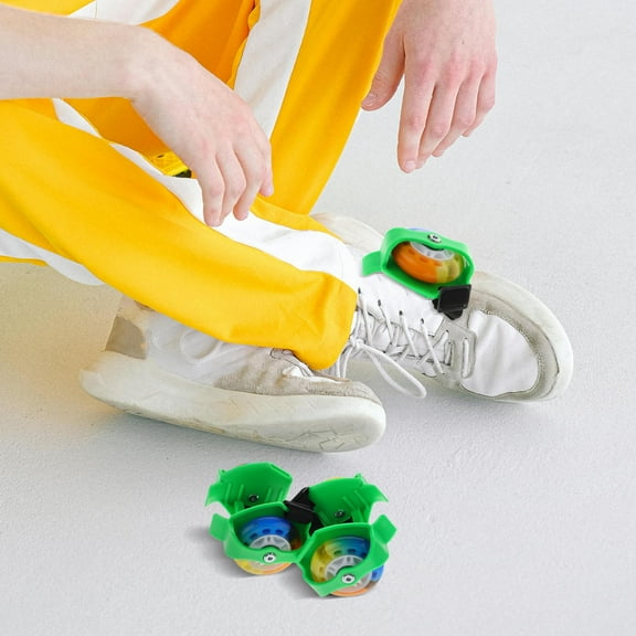 PAMINGONO 1 Pair Green Pu Rubber Roller Skate Shoes for Outdoor Skating