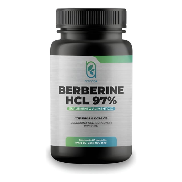 Berberina 600 Mg Hcl 97% Cúrcuma Piperina 60 Caps Sin Sabor