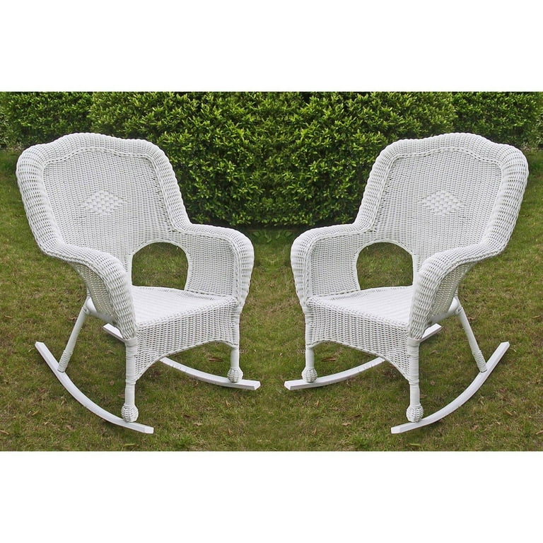 International Caravan Resin Wicker Camel Back Rocking Chairs (Set of Two) International Caravan Resin Wicker Camel Back Rocking Chairs (Set of Two)