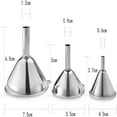 thumbnail image 2 of PEACNNG Stainless Steel Small Funnels Strainer with Metal Long Handle Tools Kitchen Funnels for Essential Oil, Spices, Flask, Perfume (Silver) -Set of 3, 2 of 5