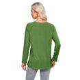 thumbnail image 4 of ZXSXSY Graphic Tees for Women Letter Print V-Neck T-Shirts Long Sleeve Casual Tops, 4 of 7